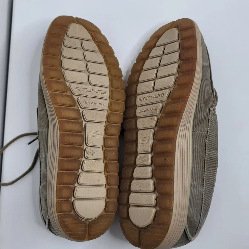 Skechers Mens Shoes 12 Canvas Loafer Classic Fit Air-Cooled Memory Foam Khaki
